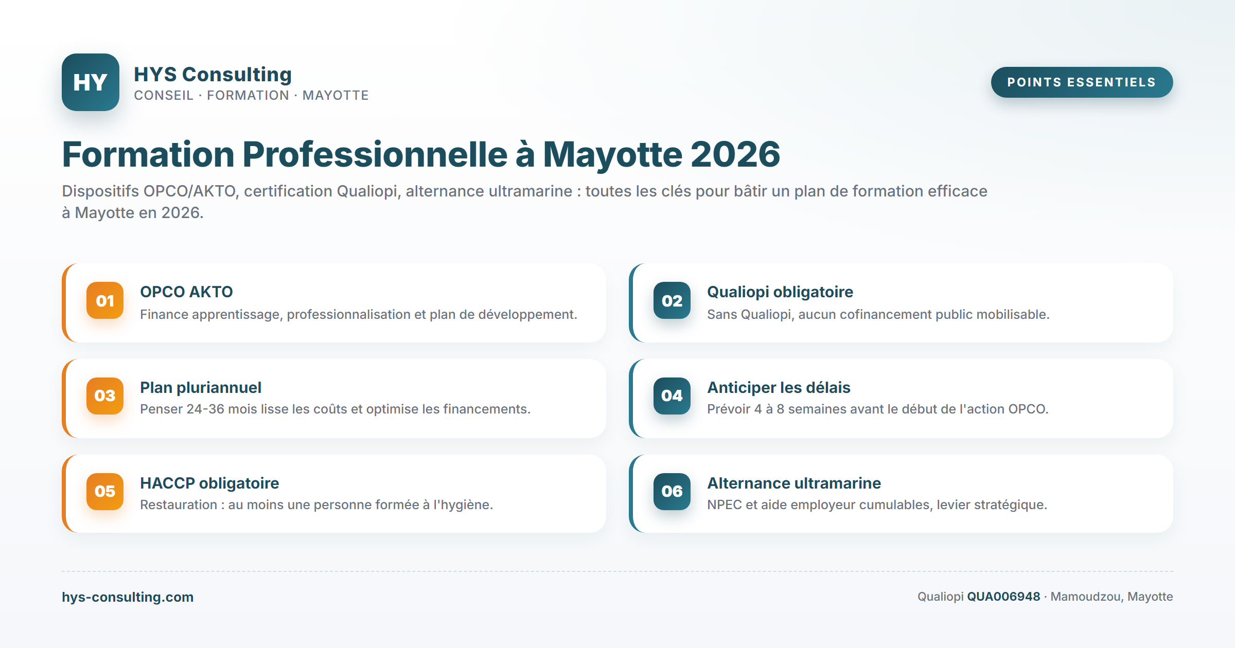 Points essentiels — Formation Professionnelle à Mayotte 2026