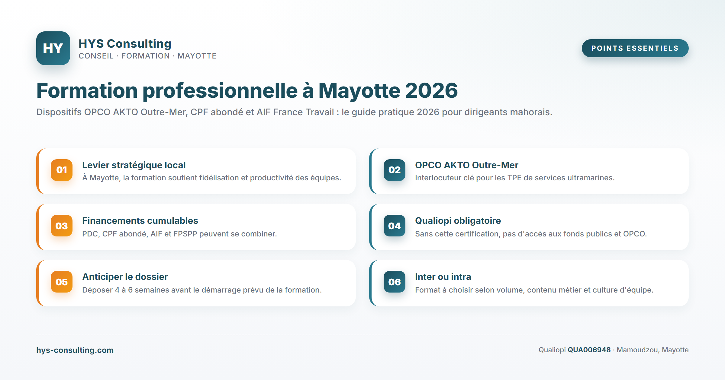 Points essentiels — Formation professionnelle à Mayotte 2026