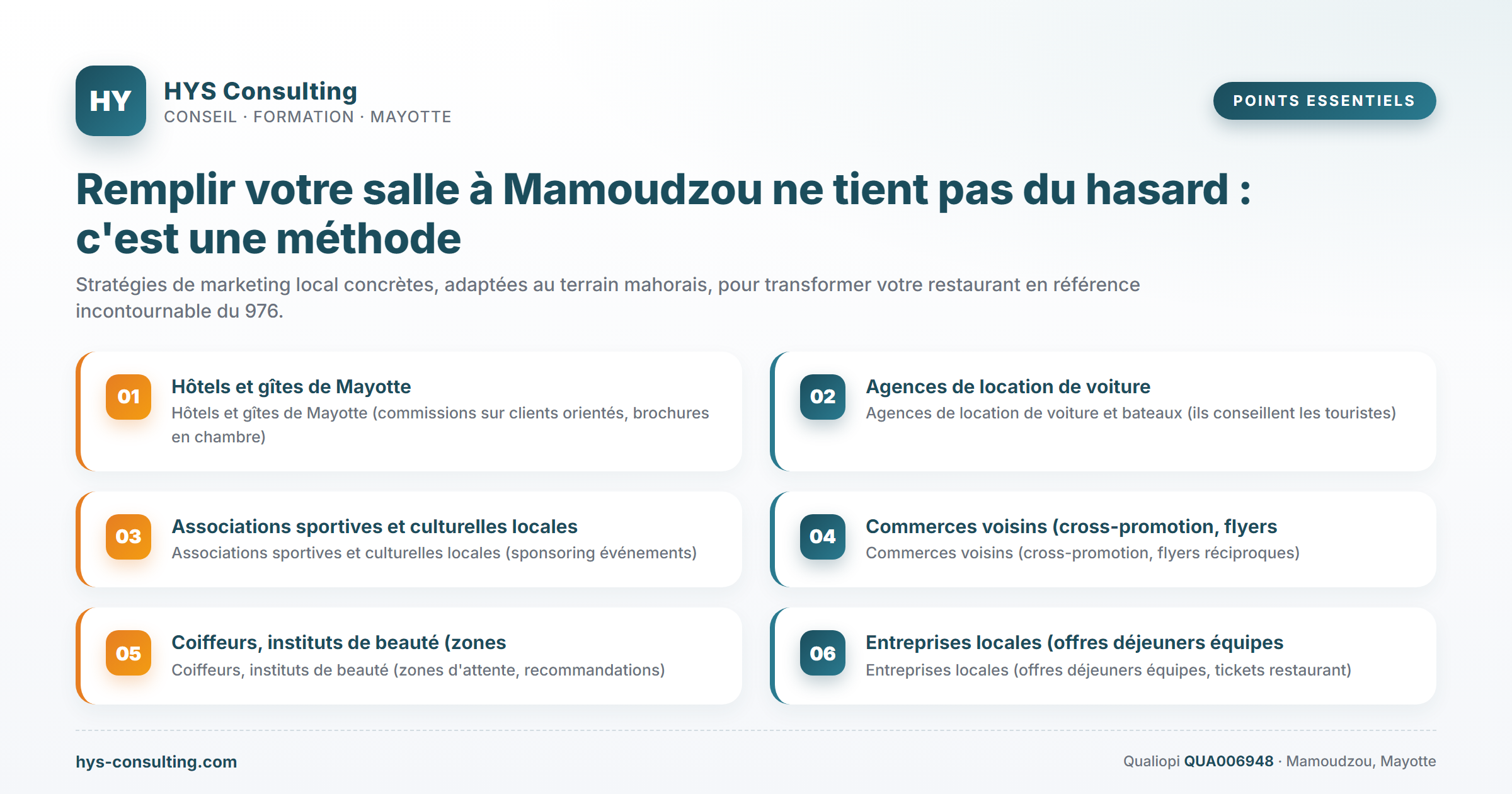 Points essentiels — Remplir votre salle à Mamoudzou ne tient pas du hasard : c'est une méthode