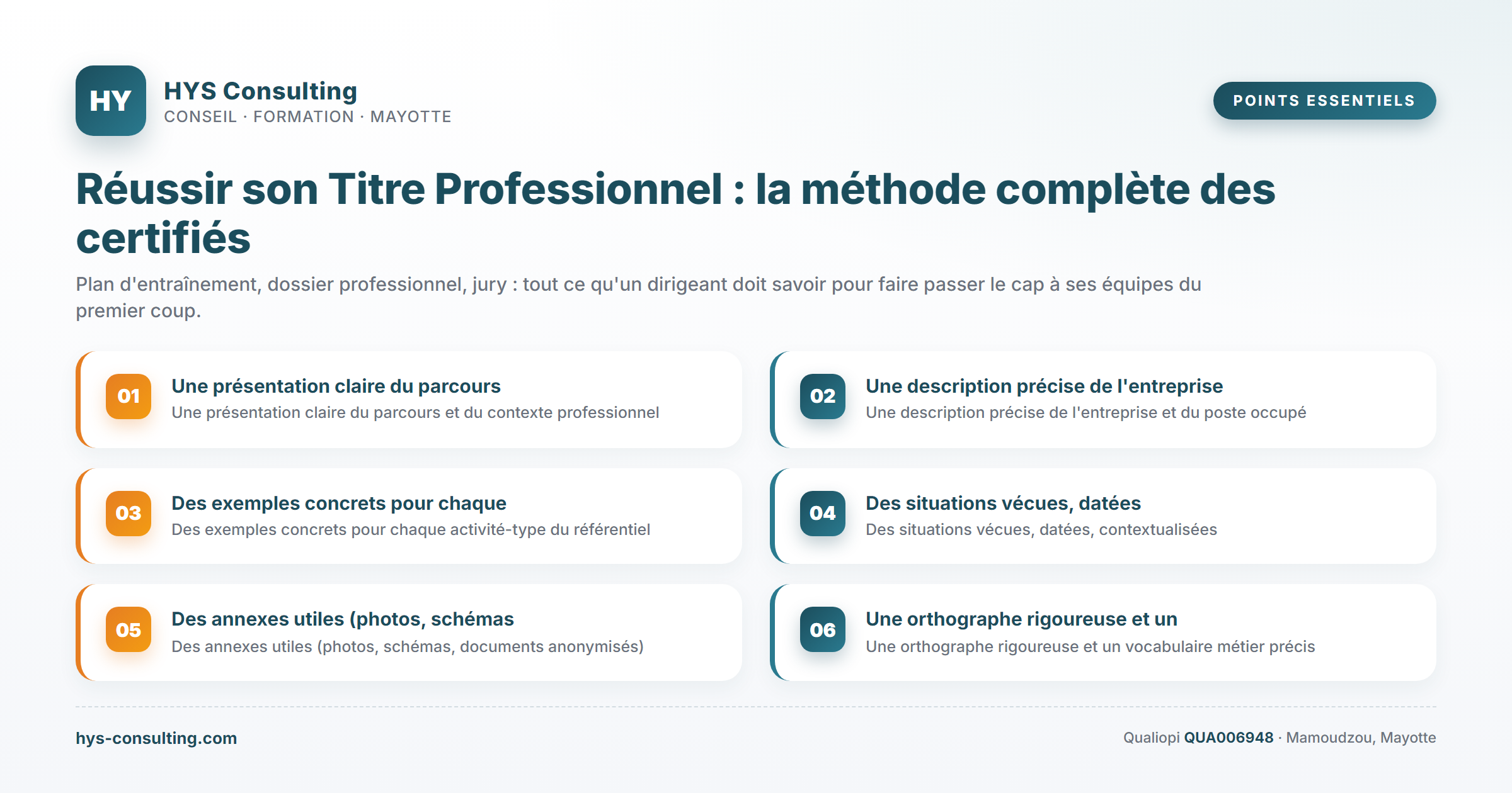 Points essentiels — Réussir son Titre Professionnel : la méthode complète des certifiés