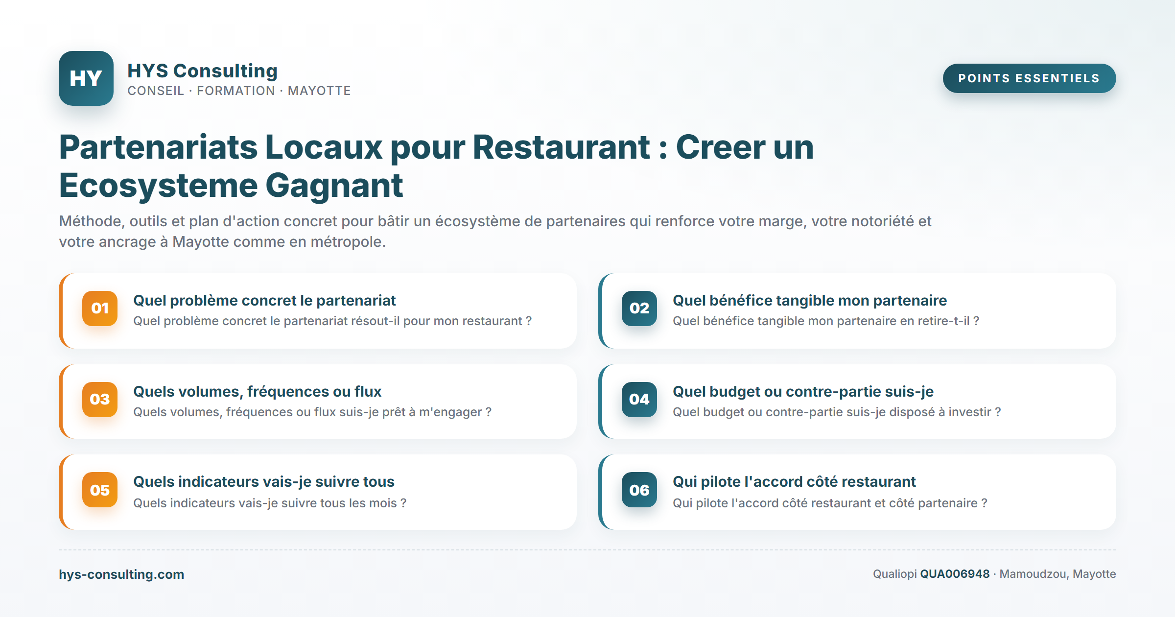 Points essentiels — Partenariats Locaux pour Restaurant : Creer un Ecosysteme Gagnant