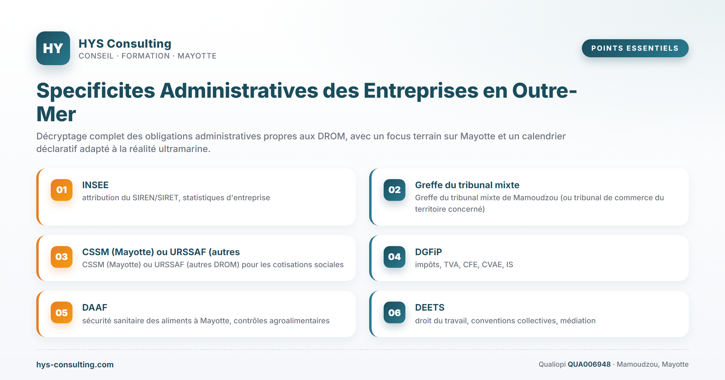 Points essentiels — Specificites Administratives des Entreprises en Outre-Mer