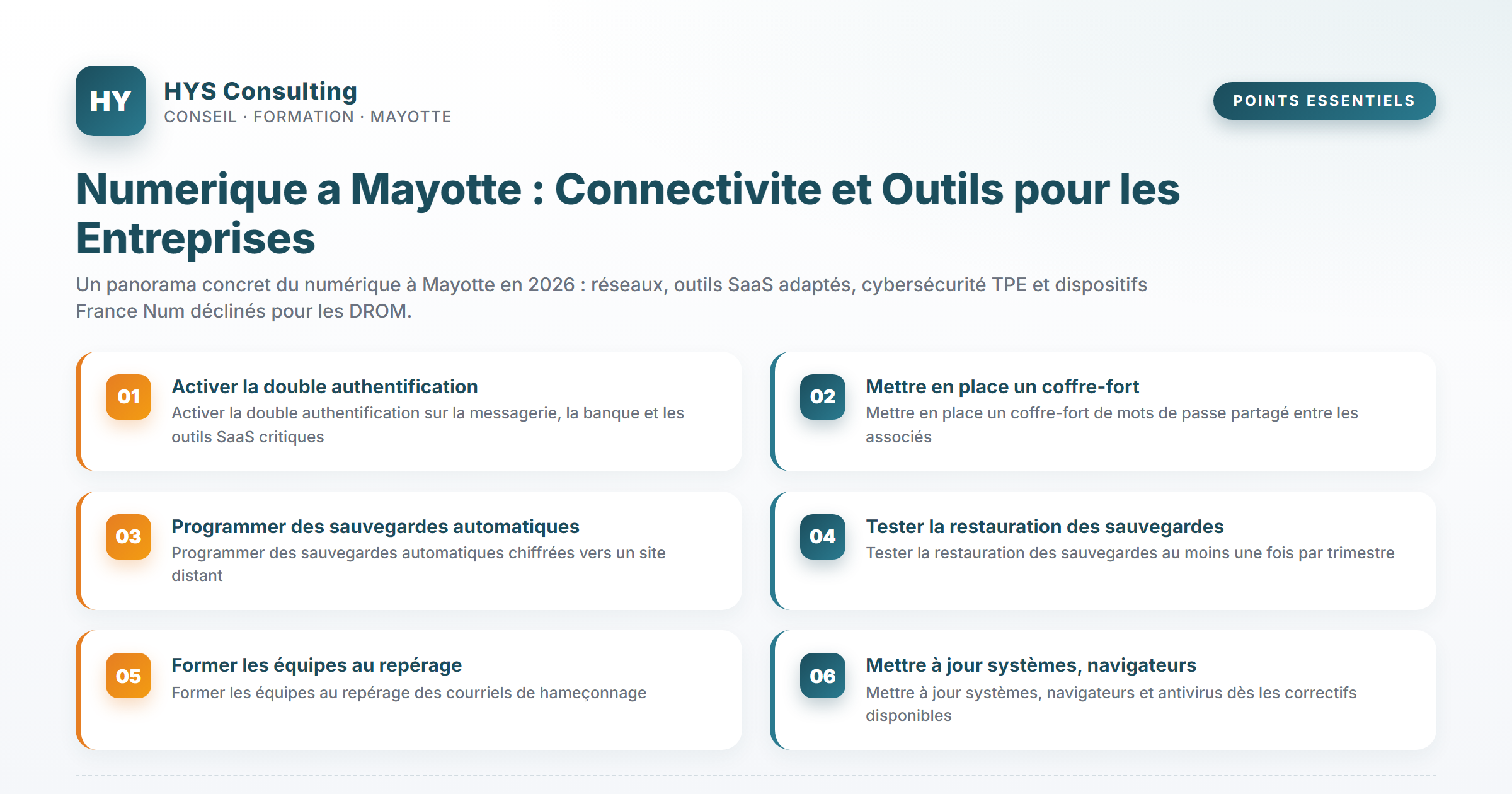 Points essentiels — Numerique a Mayotte : Connectivite et Outils pour les Entreprises