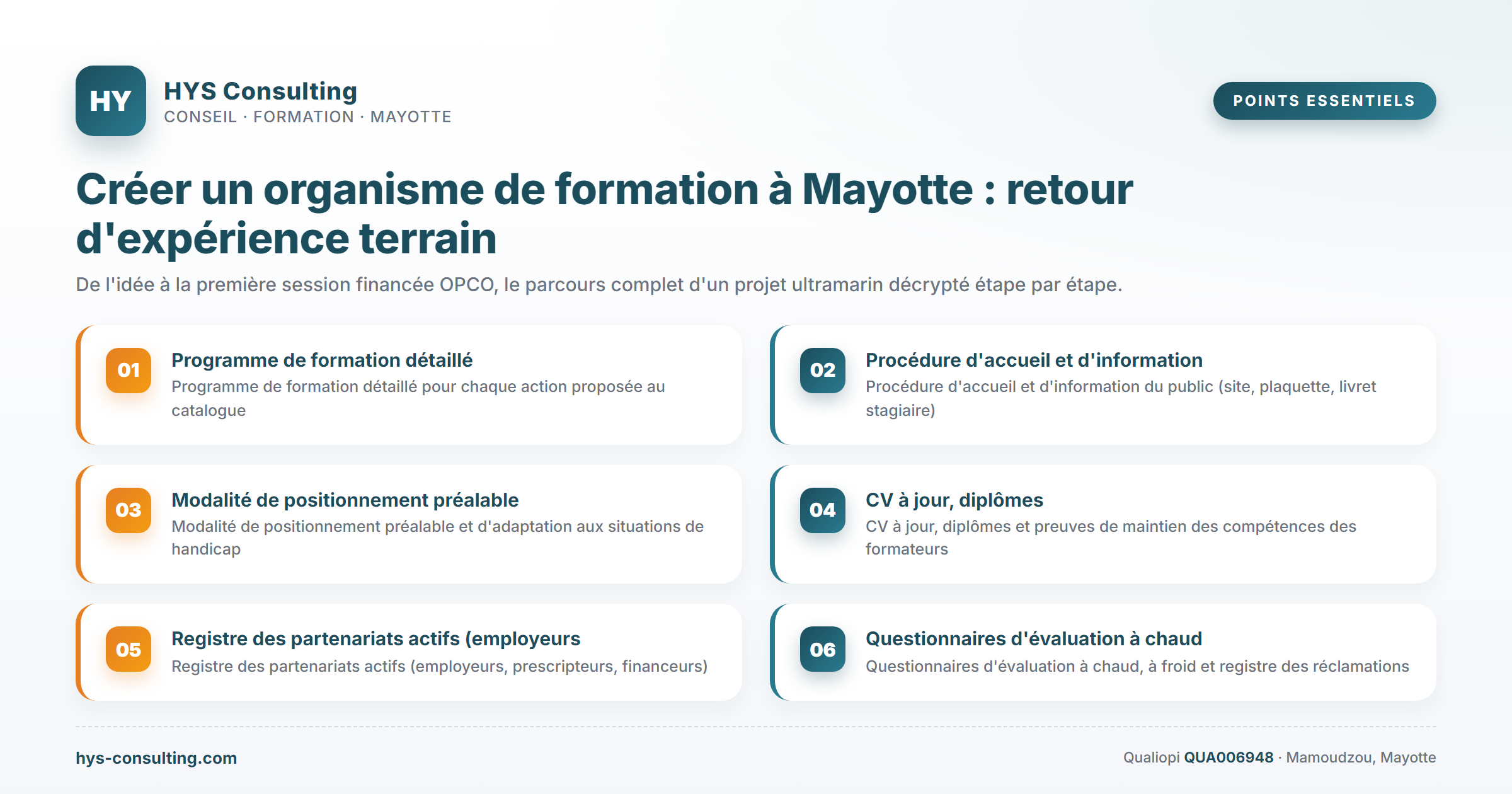 Points essentiels — Créer un organisme de formation à Mayotte : retour d'expérience terrain