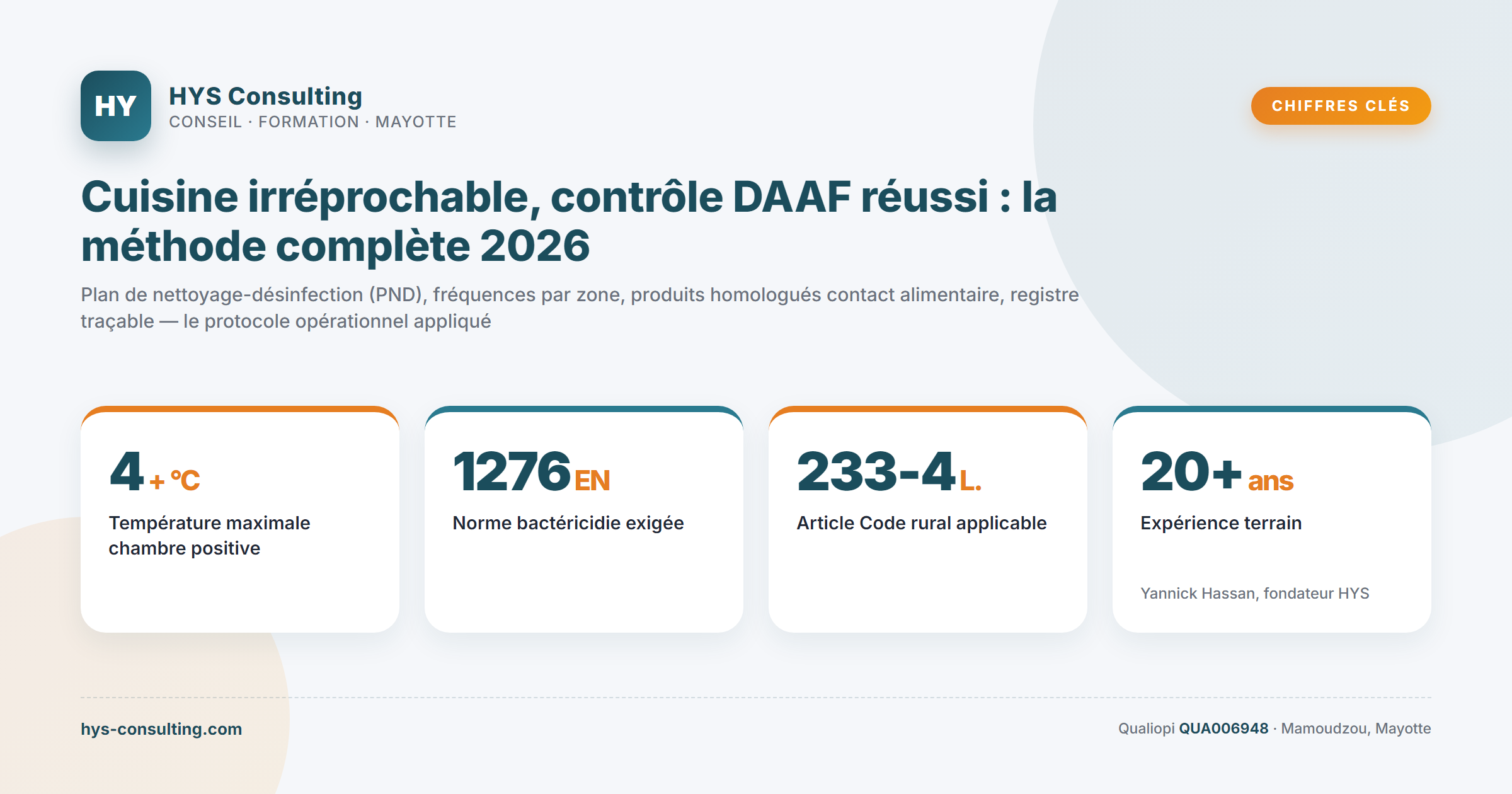 Chiffres clés — Cuisine irréprochable, contrôle DAAF réussi : la méthode complète 2026