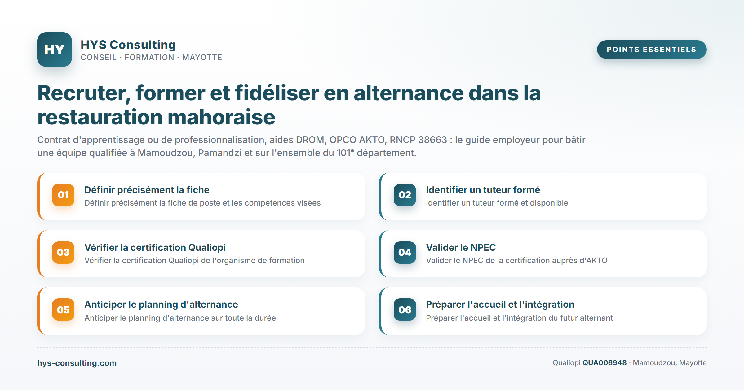 Points essentiels — Recruter, former et fidéliser en alternance dans la restauration mahoraise