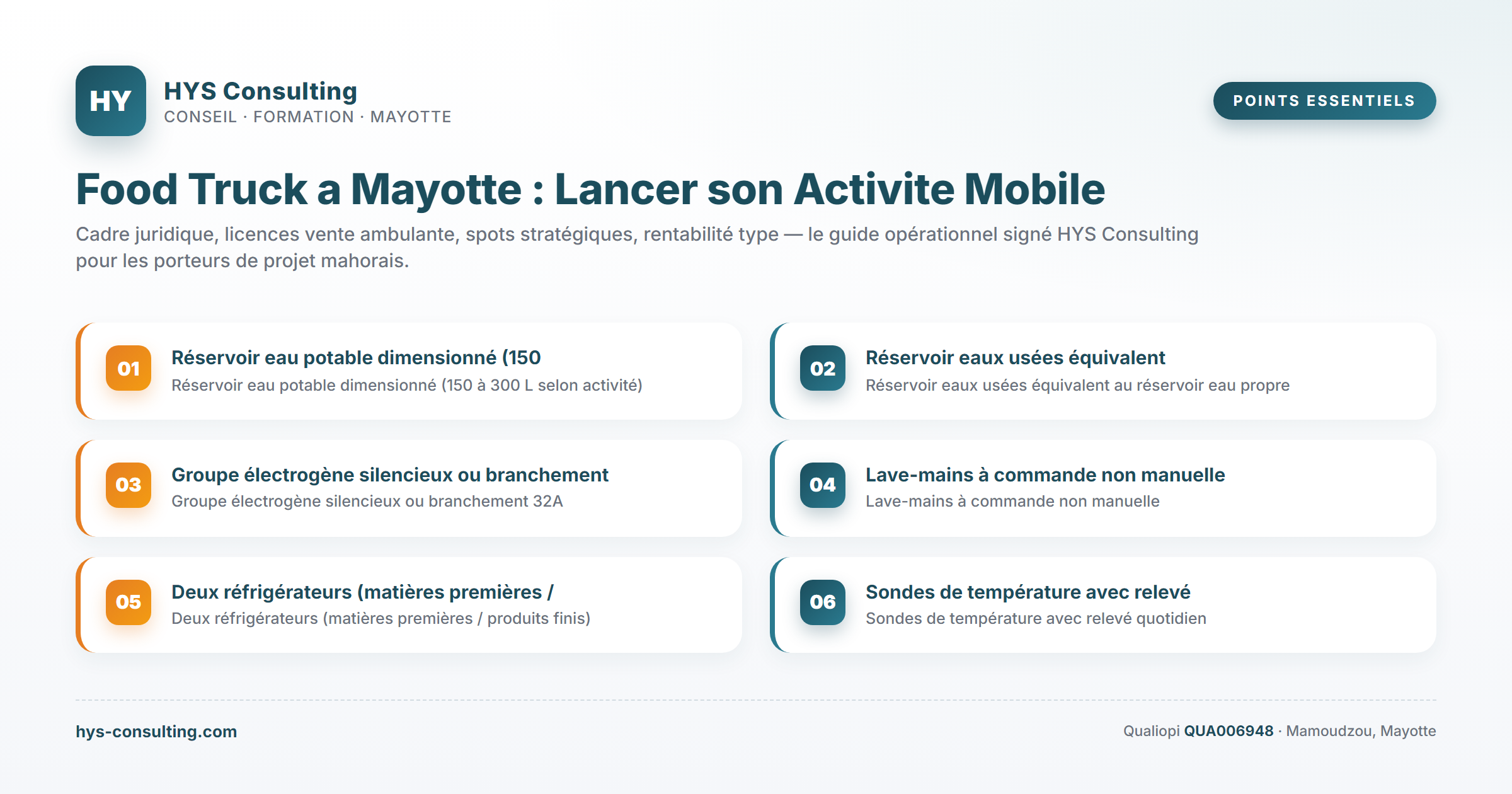 Points essentiels — Food Truck a Mayotte : Lancer son Activite Mobile