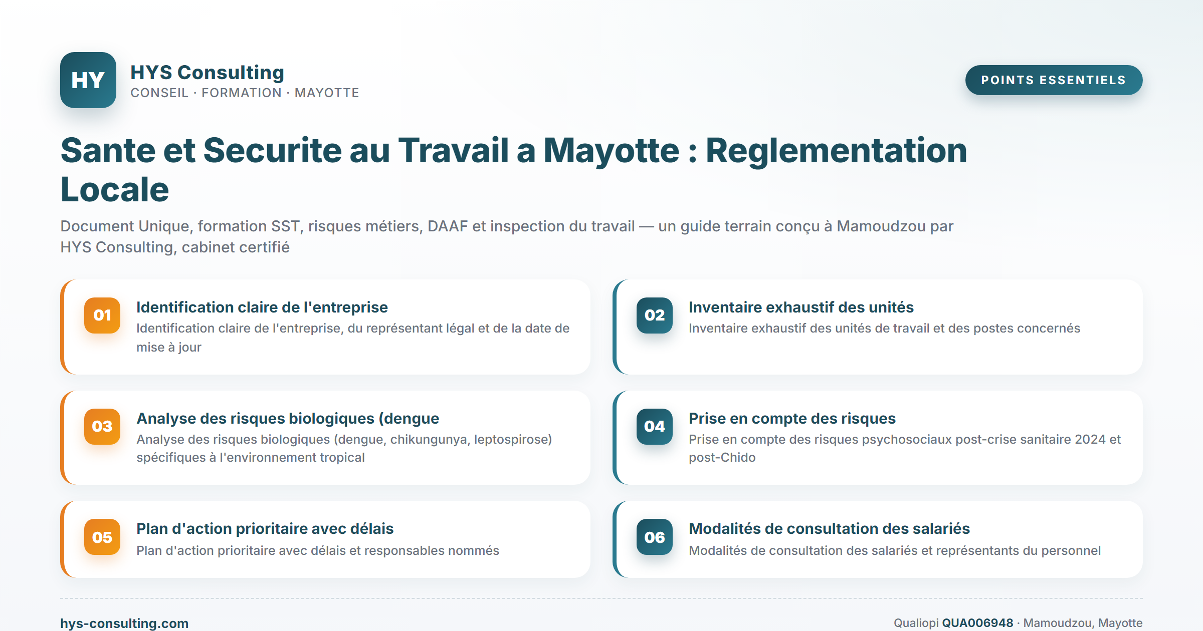 Points essentiels — Sante et Securite au Travail a Mayotte : Reglementation Locale